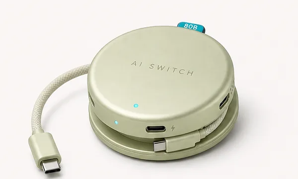 AI SWITCH Core shown from above with its integrated cable