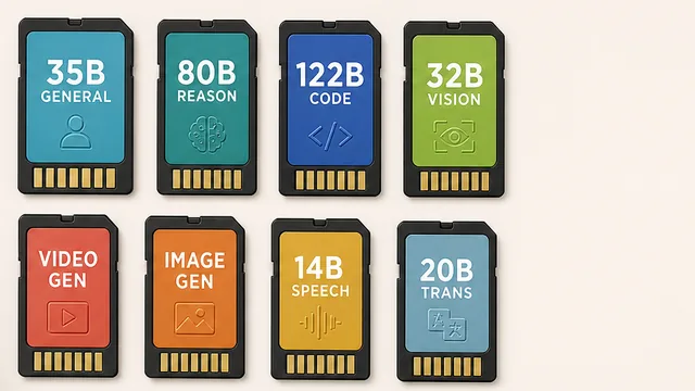 Color-coded AI SWITCH Model Cards for different capability classes